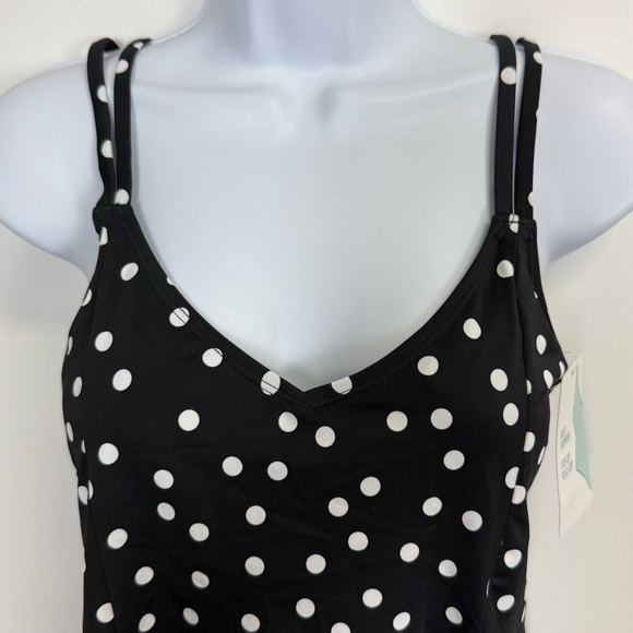 Swim Solutions Tankini Top 8 Black Polka Dot Bust Support D Cup - Princess Seam - Picture 3 of 9